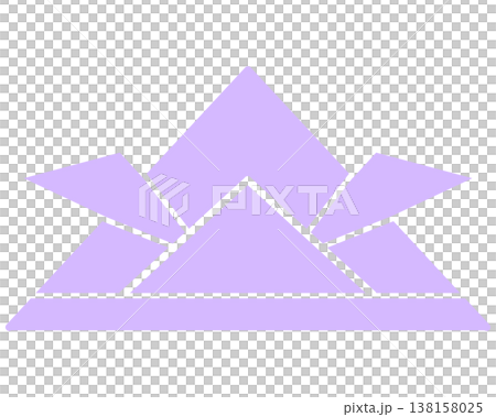 An illustration of a light purple origami helmet. 138158025