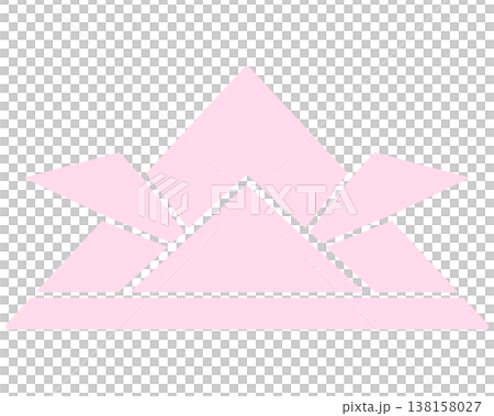 An illustration of a light pink origami helmet. 138158027