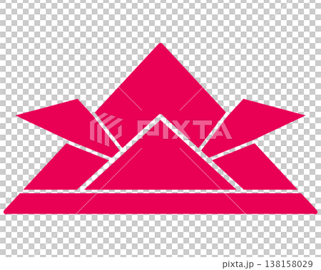 An illustration of a bright pink origami helmet. 138158029