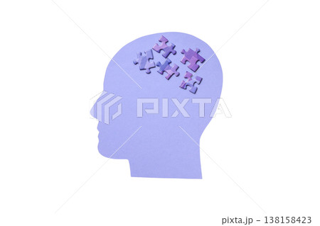 Puzzle pieces represent mental problem-solving, isolated on white, PNG Puzzle pieces represent mental problem-solving, isolated on white, PNG 138158423