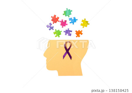 Colorful pieces hover over a head outline, isolated on white, PNG Colorful pieces hover over a head outline, isolated on white, PNG 138158425