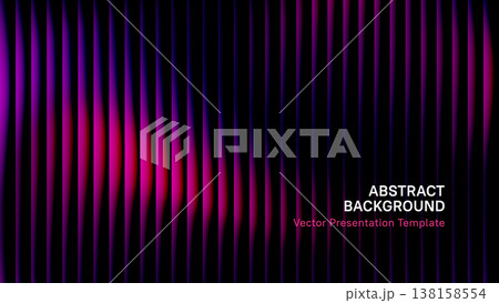 Abstract glowing vertical lines background. Futuristic dark purple neon gradient with vibrant shades. Technology presentation template with glass texture for design concepts, wallpapers and prints 138158554