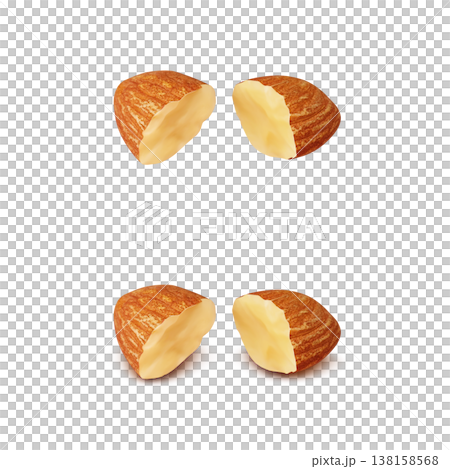 杏仁的逼真插圖 138158568