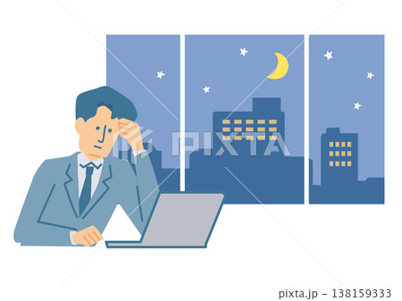 残業するビジネスマンのイラスト 138159333