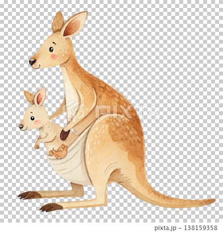 Mother and child animals Watercolor White Background 138159358