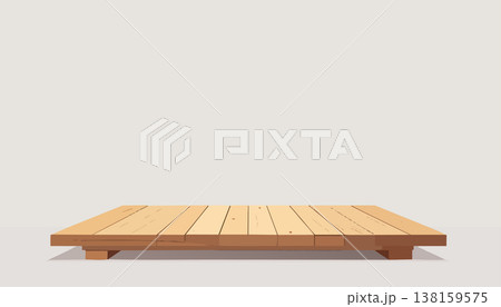 Simple wooden plank floor foreground with blank wall subtle light and shadow calm minimal scene suitable Simple wooden plank floor foreground with blank wall subtle light and shadow calm minimal scene suitable 138159575