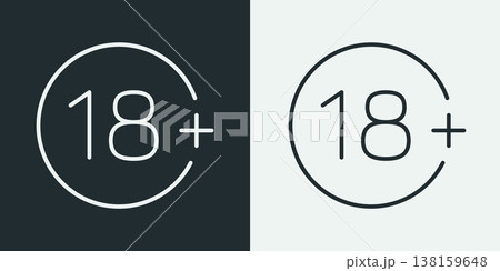 two versions eighteen plus legal age icons 138159648