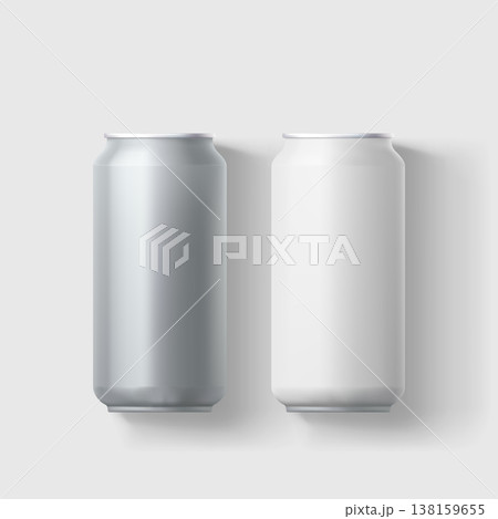 blank metal beer cans on white back 138159655