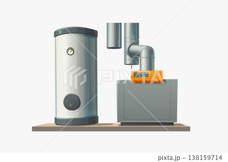 a modern heating system elements on white a modern heating system elements on white 138159714