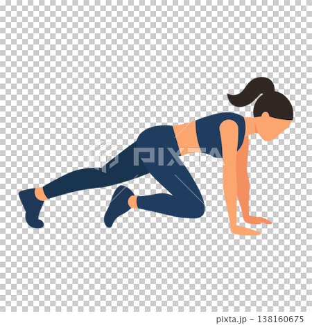 Mountain Climbing Aerobic Exercise for Women: Full-Body Fat Burning and Cardio Training Illustrations 138160675