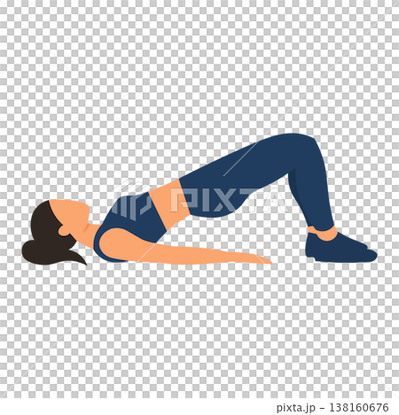 Female back bridge exercise: gentle stretching and core training fitness illustration 138160676