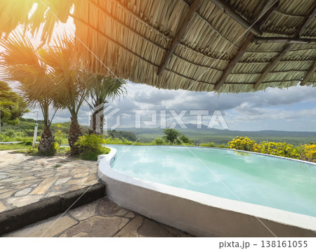 Blue pool on tropical background Blue pool on tropical background 138161055