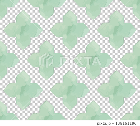 水彩風格的摩洛哥瓷磚插圖圖案 138161196