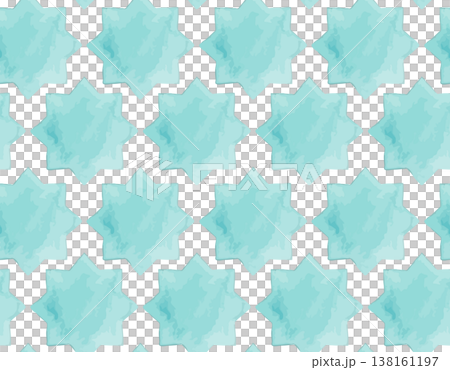 水彩風のモロッカンタイルのイラストパターン 138161197