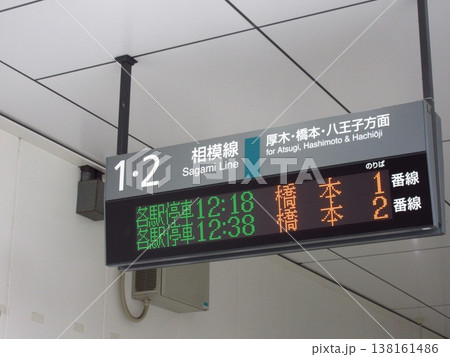 JR東日本の茅ヶ崎駅にある相模線専用ホーム（1・2番線）の発車標 138161486