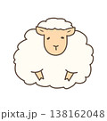 もこもこの羊毛に包まれて座るヒツジのイラスト 138162048