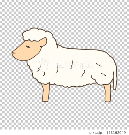 A full-body illustration of a sheep in profile. A full-body illustration of a sheep in profile. 138162049