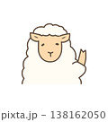 片手を挙げるヒツジのイラスト 138162050