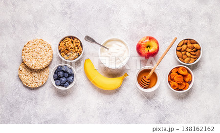 Healthy snack concept, top view. 138162162