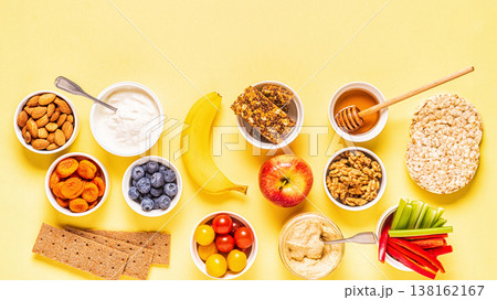 Healthy snack concept, top view. 138162167