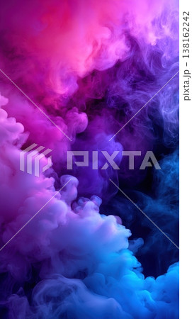 Vibrant pink purple and blue smoke cloud background for poster wallpaper and abstract design with colorful mist for mobile and digital art 138162242