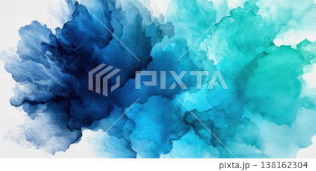 Deep blue and teal watercolor ink cloud texture for poster and wallpaper background design with moody saturated tones Deep blue and teal watercolor ink cloud texture for poster and wallpaper background design with moody saturated tones 138162304