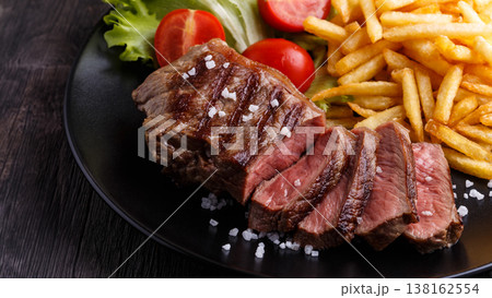 New York steak with french fries New York steak with french fries 138162554