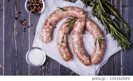 Raw sausage with spices Raw sausage with spices 138162609