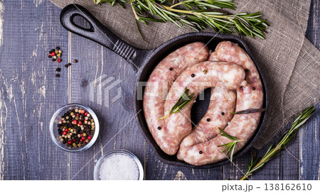 Raw sausage with spices Raw sausage with spices 138162610