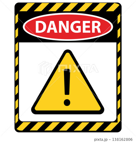 Danger sign. Warning sign that indicate danger. Exclamation marks. flat style. 138162806