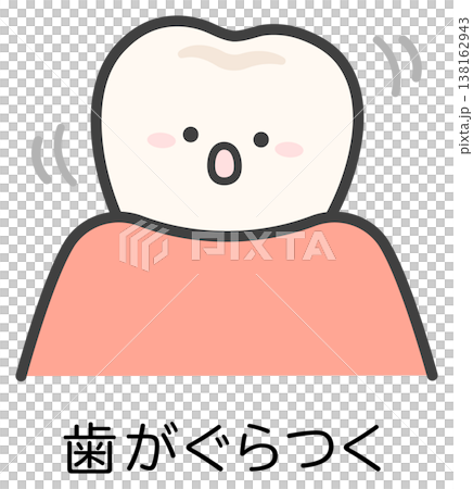 歯がぐらぐらするイメージ、歯のイラスト素材 歯がぐらぐらするイメージ、歯のイラスト素材 138162943