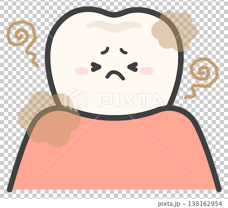口臭や口が臭いイメージ、かわいい歯のイラスト 138162954