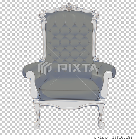 A luxurious silver chair with a Rococo design. 138163182