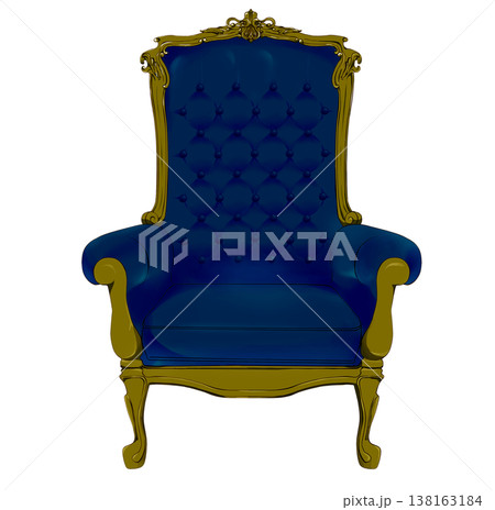 王宮の玉座をイメージしたロイヤルブルーと金の豪華な椅子 138163184