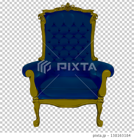 王宮の玉座をイメージしたロイヤルブルーと金の豪華な椅子 138163184