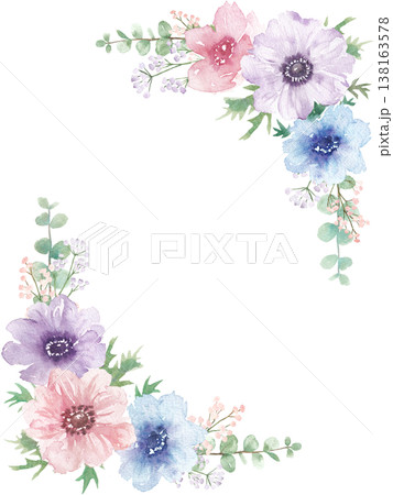 水彩アネモネフレーム 138163578