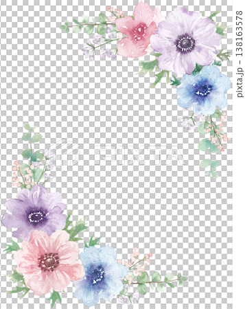水彩アネモネフレーム 138163578