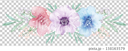 水彩アネモネフレーム 138163579