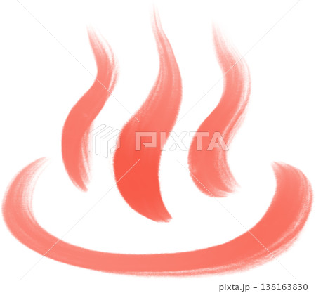 手描き温泉マークアイコン 朱赤 水彩タッチ 手描き温泉マークアイコン 朱赤 水彩タッチ 138163830