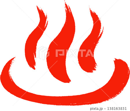 手描き温泉マークアイコン 赤色 筆タッチ 手描き温泉マークアイコン 赤色 筆タッチ 138163831