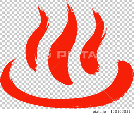 手描き温泉マークアイコン 赤色 筆タッチ 手描き温泉マークアイコン 赤色 筆タッチ 138163831