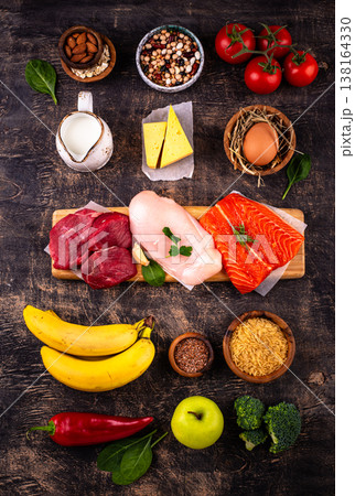 Clean eating balanced protein healthy food. Clean eating balanced protein healthy food. 138164330