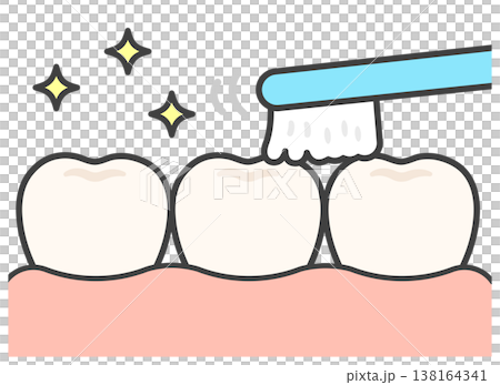 牙齒、牙刷和閃光粉的插圖 138164341
