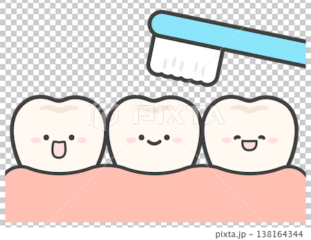 かわいい歯と歯ブラシのイラスト 138164344