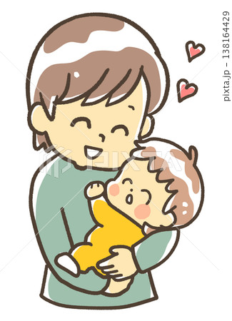 赤ちゃんにほおずりする男性 138164429