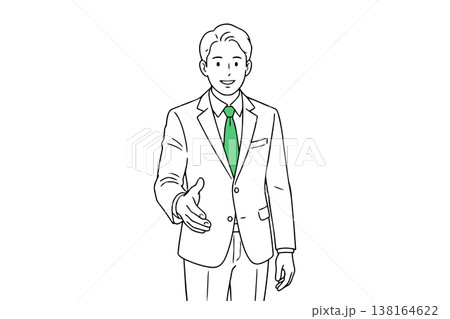 緑のネクタイのビジネスマン：握手で手を差し出す 138164622