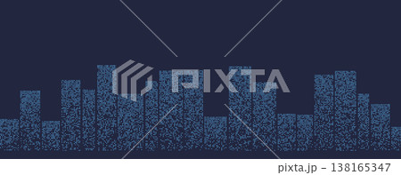 A digital representation of a futuristic city skyline featuring abstract patterns and a modern aesthetic. 138165347