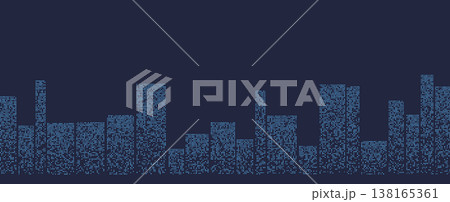 Abstract digital city skyline glowing blue against a dark backdrop, illustrating urban technology themes. 138165361
