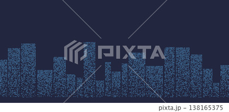 Digital city skyline with abstract building patterns 138165375