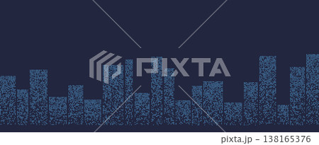 Abstract digital representation of a futuristic city skyline using technology inspired patterns and shapes. 138165376